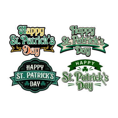 Şenlikli Aziz Patrick Günü Shamrocks tipografisi