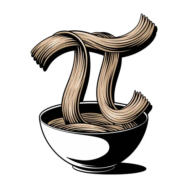 Pi Sembolünün Yaratıcı İllüstrasyonu Bir Bowl vektöründe Erişteyle Oluşturuldu