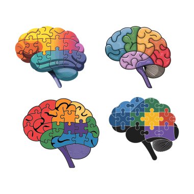 İnsan Beyni Bulmaca Kavramı Renkli Bulmaca Beyin Resimleri Bilişsel Çeşitliliği Vurguluyor