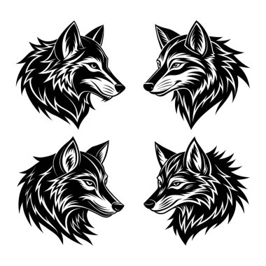 Kabile kurdu baş vektör dövmesi çizimi siyah ve beyaz