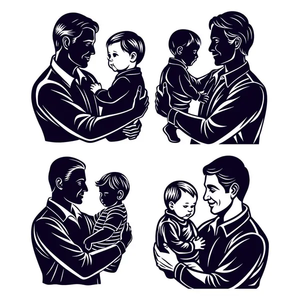 Babalar Günü, Babalar Günü. Bebeklerle, siluetlerle, vektörlerle,