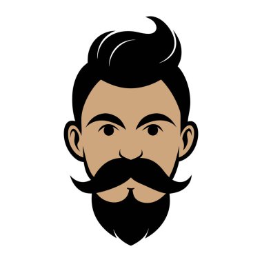 Bıyıklı ve saç stili vektörlü Sakallı Adam 'ın Biçimlendirilmiş İllüstrasyonu