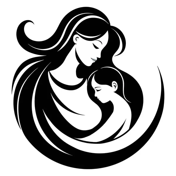 Anne Tutucu Çocuk Sanatı Vektörünün Biçimli Silueti