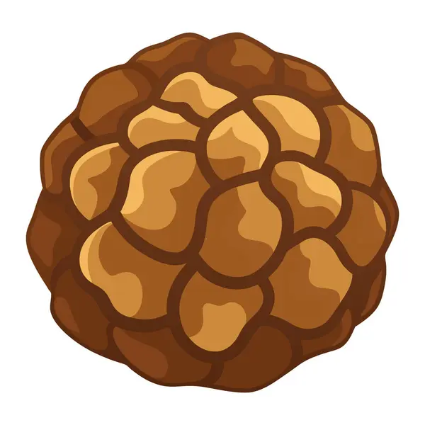 Beyaz arka planda kahverengi ve bronzlaşmış kremalı elmanın çizgi film çizimi.