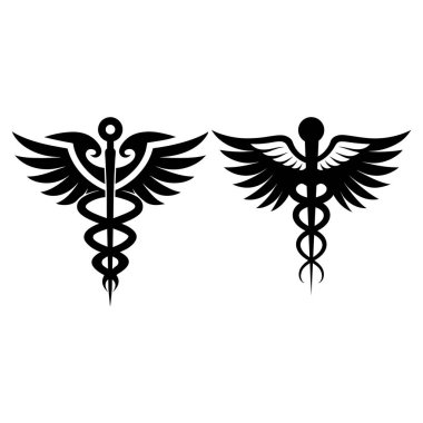 Kanatları Tıbbi Amblemli Kabile Caduceus Sembolü