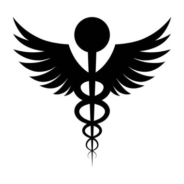 Kanatlı Siyah Caduceus Sembolü Tıbbi Simgesi