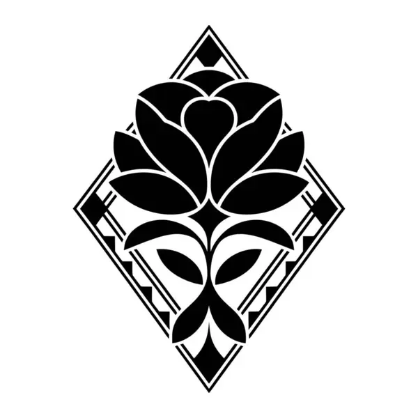 Siyah ve Beyaz Geometrik Çiçek Elmas Şablonu