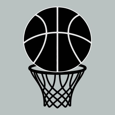 Net vektör illüstrasyon tasarımının üzerinde bir siluet basketbol topu