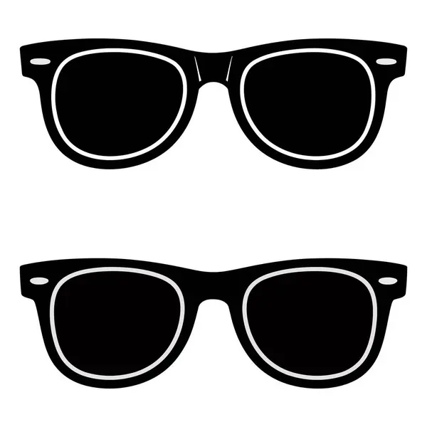 Siyah ve Beyaz Güneş Gözlüğü Siluet Simge Vektör Tasarımı