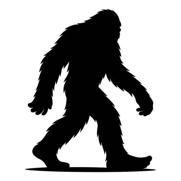 Koca Ayak 'ın Silueti Büyük Ayak ve Tüylü Vücutla Yürüyor