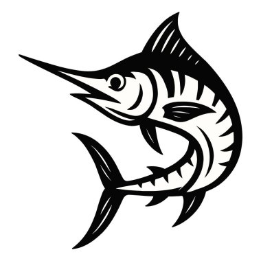 Siluet Marlin Balık Vektör Çizim Tasarımı