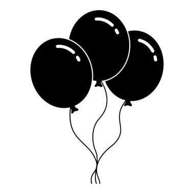 Siluet balonları yüzen vektör çizimi