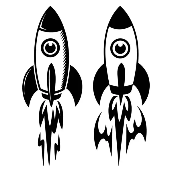 Flames vektör çizimleriyle Siluet Roketi