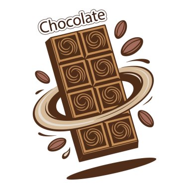 Kakao Fasulyeli Çikolata Çubuğu 'nun renkli vektörü