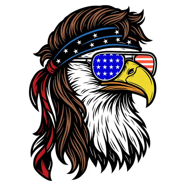 Amerikan Bayrak Gözlüğü ve Bandana Vektörü ile Vatansever Kartal