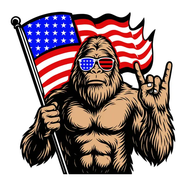 Amerikan Bayrağıyla Kocaayak Özgürlük vektörü illüstrasyonunu Kutluyor