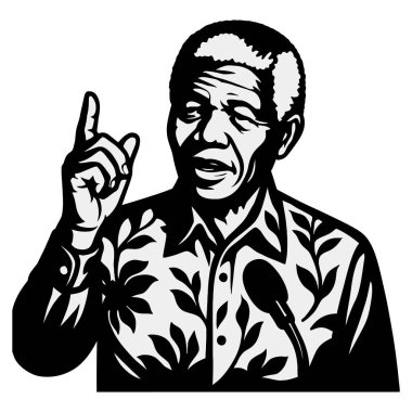 Nelson Mandela Siyah ve Beyaz Görüntü Mikrofonla konuşuyor