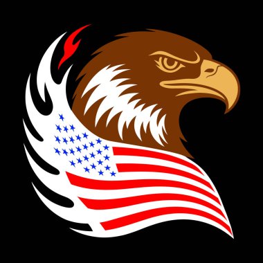 Amerikan bayrak tasarımı ile vatansever kartal kafası
