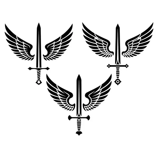 Siyah kanatlı bir kılıcın siluet varyasyonları