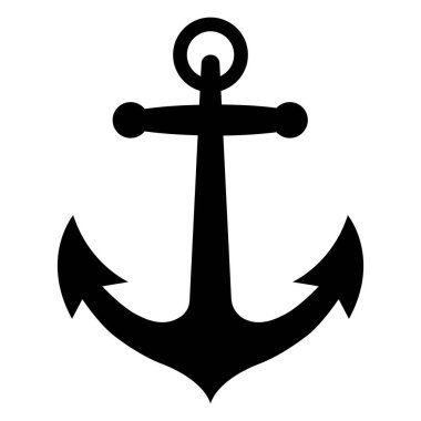 Çapa siluet vektör çizimi, siyah denizcilik simgesi