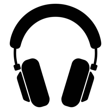 Kulaklık silueti vektör illüstrasyonu, siyah ses müzik simgesi