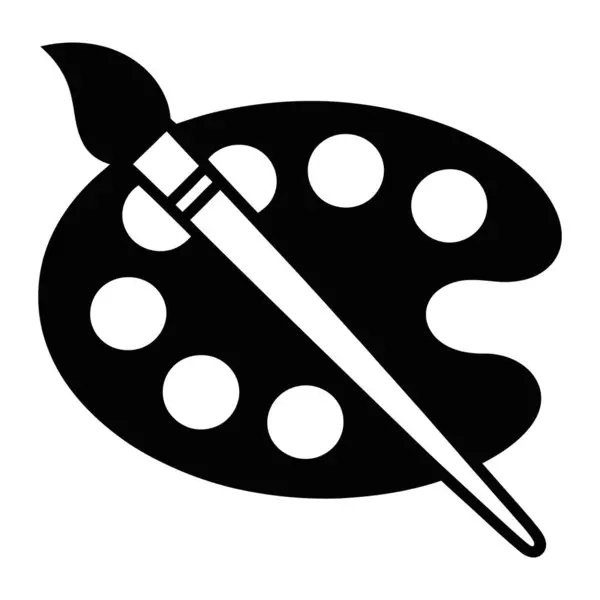 Palet siluet vektör illüstrasyonunu boya, siyah sanatçı aracı simgesi