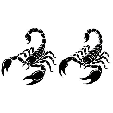 Saldırgan siyah akrep siluet çizgisi sanat vektörü çizimi çizimi