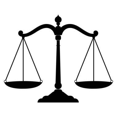 Klasik Denge Ölçeklendirmesi Adalet Siluet Vektörü İllüstrasyonu