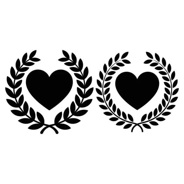  Siyah siluet biçiminde kalbi olan Laurel çelengi.