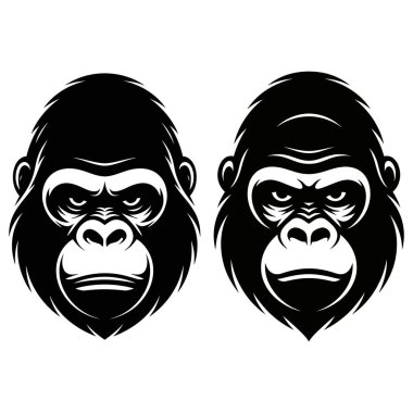 Logo veya maskot tasarımı için goril yüzü vektör çizimi