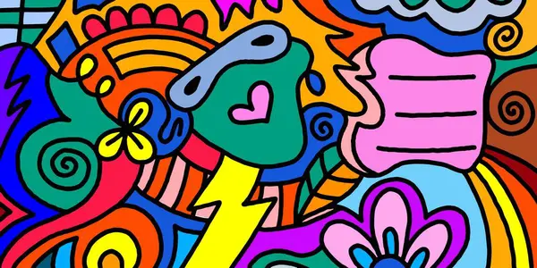 Renkli soyut yüz portresi kadın erkek sanatsal el çizimi vektörü. Sanat, duvar kağıdı, kapak, poster, kart ve arkaplan için modaya uygun etnik tarz tasarımı.