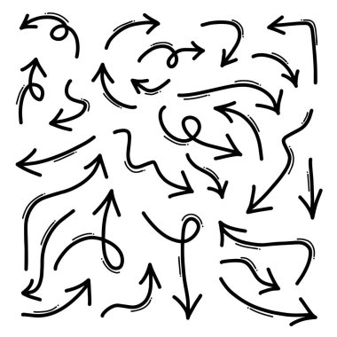 El çizimi Oklar simgeleri ayarlandı. Çeşitli yönlere sahip ok simgesi.