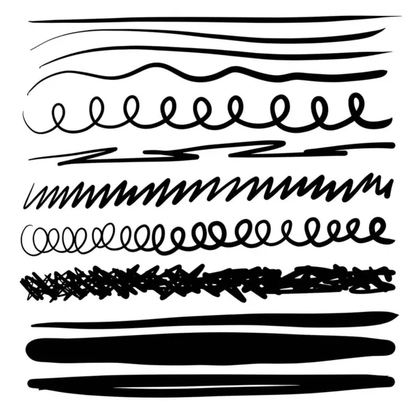 El çizgileri. İşaretleyici satır ayırıcı, el yapımı kalem darbeleri fırça ve çizim bölücüler.