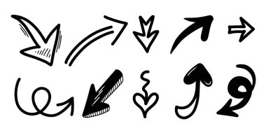 Beyaz arkaplanda farklı şekillerde oklar.