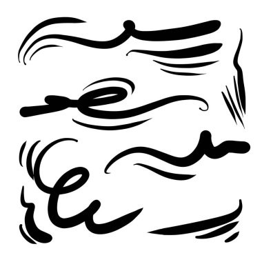 Doodle rüzgar çizgisi çizimi hazır. El çizimi rüzgar hareketi, hava üfleme, girdap elementleri. Hava üfleme hareketleri, soyut çizgiler. İzole vektör illüstrasyonu.