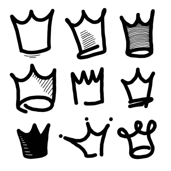 Crown logo grafiti ikonu. Siyah elementler beyaz arkaplanda izole edildi.