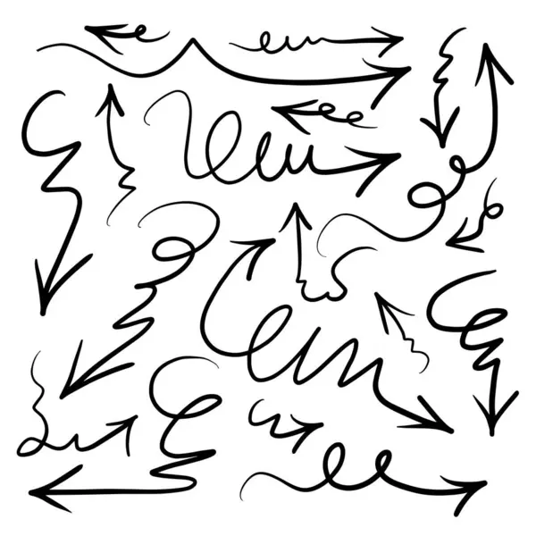 El çizilmiş oklar ayarlandı, vektör illüstrasyon grafik tasarım ögeleri.