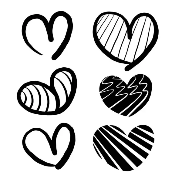 Beyaz arkaplanda izole edilmiş kalp şeklindeki karalama seti.