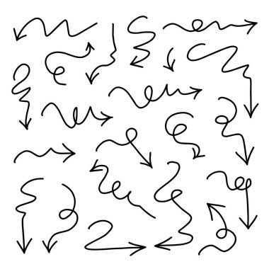 El çizimi ok vektör seti. Doodle Arrows Vektör Çizimi