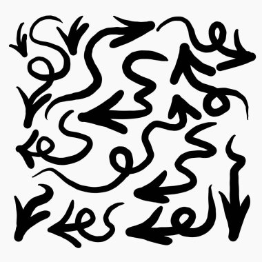 El çizimi ok vektör seti. Doodle Arrows Vektör Çizimi