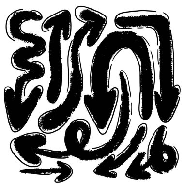 El çizimi ok vektör seti. Doodle Arrows Vektör Çizimi