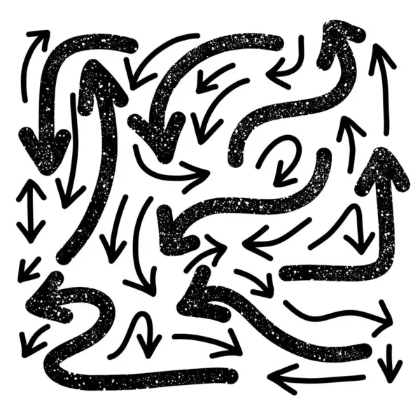 El çizilmiş oklar ayarlandı, vektör illüstrasyon grafik tasarım ögeleri.