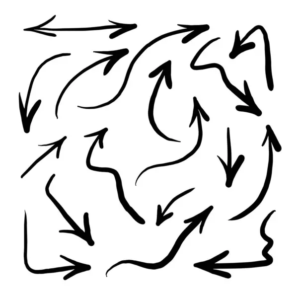 El çizimi ok vektör seti. Doodle Arrows Vektör Çizimi