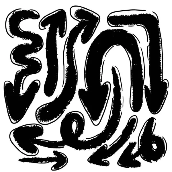 El çizimi ok vektör seti. Doodle Arrows Vektör Çizimi