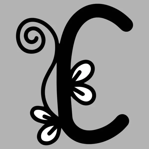 Alfabe C. Çiçekli Süslü Alfabe, Baş harfli C. Eğitim ve çocuklar için eğlence..