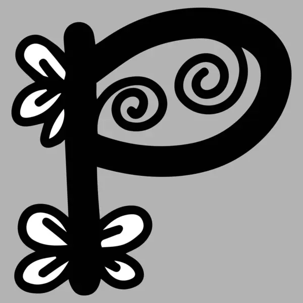 Alfabe P. Çiçekli Süslü Alfabe, Baş harf P. Eğitim ve çocuklar için eğlence..