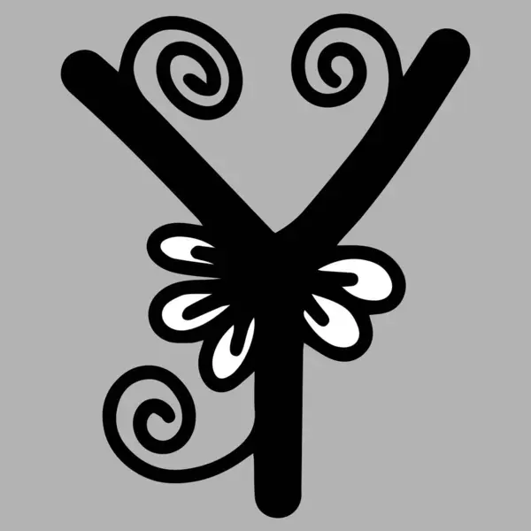 Alfabe Y. Çiçekli Süslü Alfabe, Baş harf Y. Çocuklar için eğitim ve eğlence.