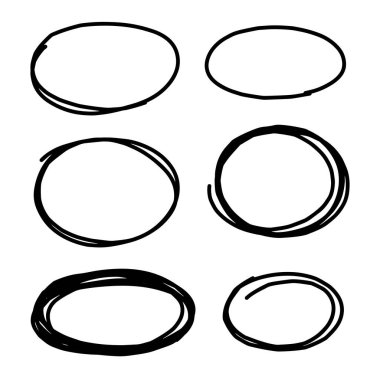 El çizimi çember çizimi çizimi seti. İleti notu için yuvarlak daireler işaret tasarımı ögesi ve işsizlik ögesi için.