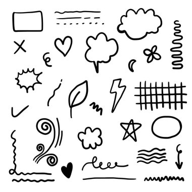 El çizimi Ok, kalp, aşk, yıldız, yaprak, güneş, ışık, çiçek, yıldız, çizgiler.