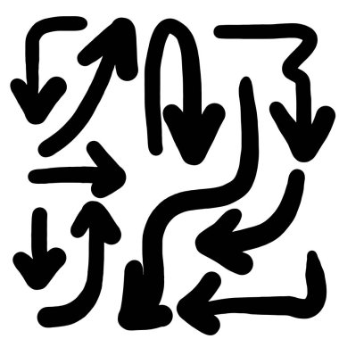 El çizilmiş oklar ayarlandı, vektör illüstrasyon grafik tasarım ögeleri.